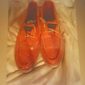 SPERRY TOP-SIDERS, Women's 12M. Orange/white sole